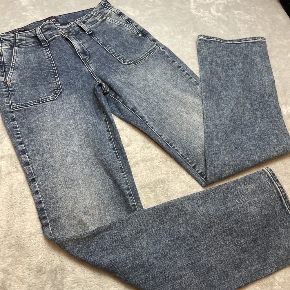 NYDJ Not Your Daughters Womens‎ Marilyn Straight Jeans Size 4 Blue Patch Pockets